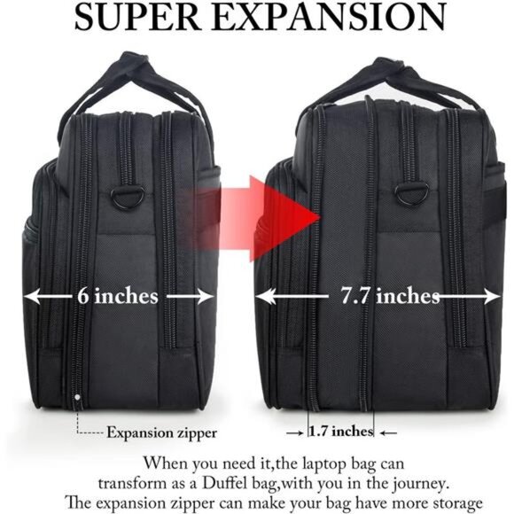 Laptop Bag, Expandable Laptop Briefcases for Men Fits 17.3 Inch Laptop Case - Picture 3 of 7